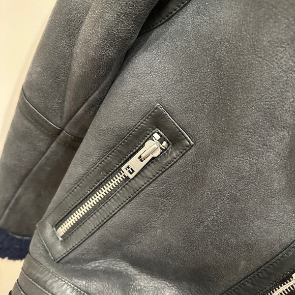 Zadig & Voltaire "Kafe” Shearling Leather Jacket Coat - Picture 7 of 14